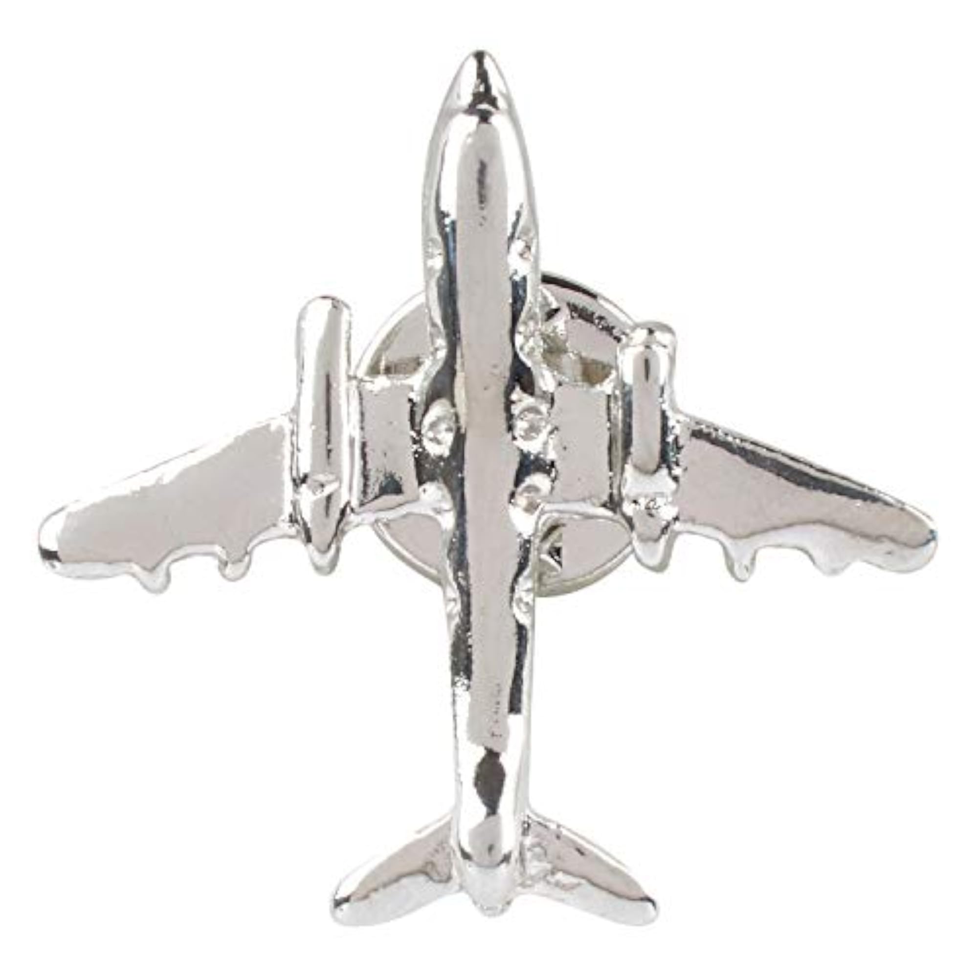Silver-Plated Brass Aeroplane Design Brooch for Men